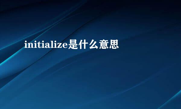 initialize是什么意思