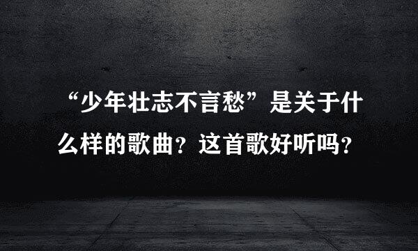 “少年壮志不言愁”是关于什么样的歌曲？这首歌好听吗？