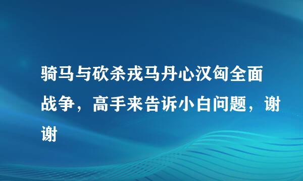 骑马与砍杀戎马丹心汉匈全面战争，高手来告诉小白问题，谢谢