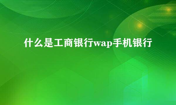 什么是工商银行wap手机银行