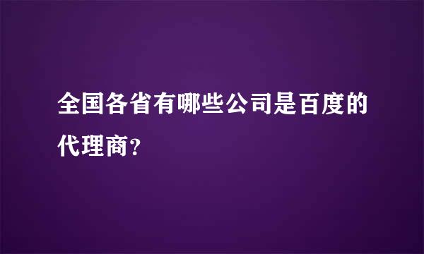 全国各省有哪些公司是百度的代理商？