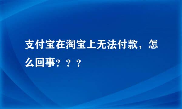 支付宝在淘宝上无法付款，怎么回事？？？