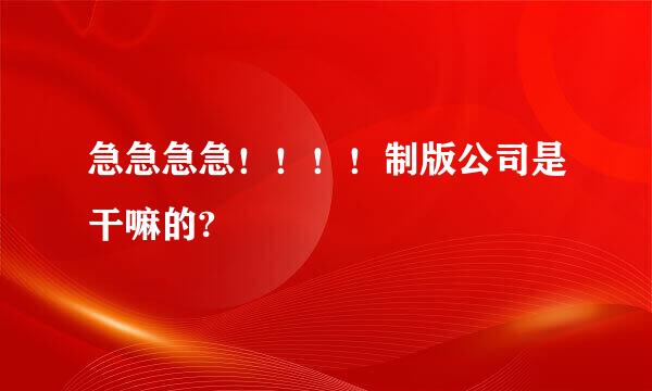 急急急急！！！！制版公司是干嘛的?