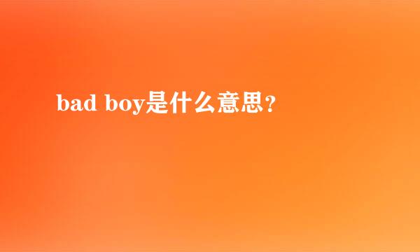 bad boy是什么意思？