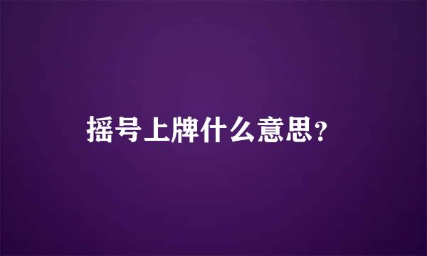 摇号上牌什么意思？