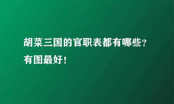 胡菜三国的官职表都有哪些？有图最好！