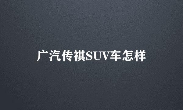 广汽传祺SUV车怎样