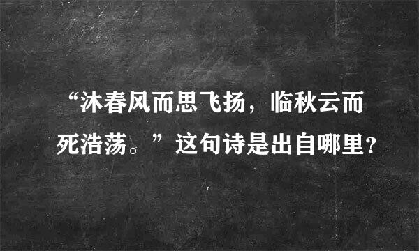 “沐春风而思飞扬，临秋云而死浩荡。”这句诗是出自哪里？