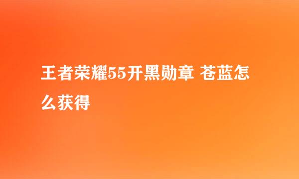 王者荣耀55开黑勋章 苍蓝怎么获得