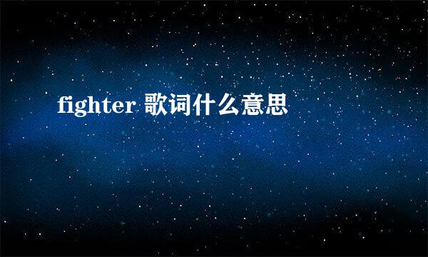 fighter 歌词什么意思