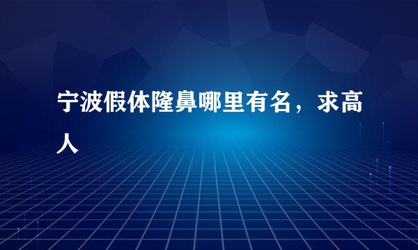 宁波假体隆鼻哪里有名，求高人