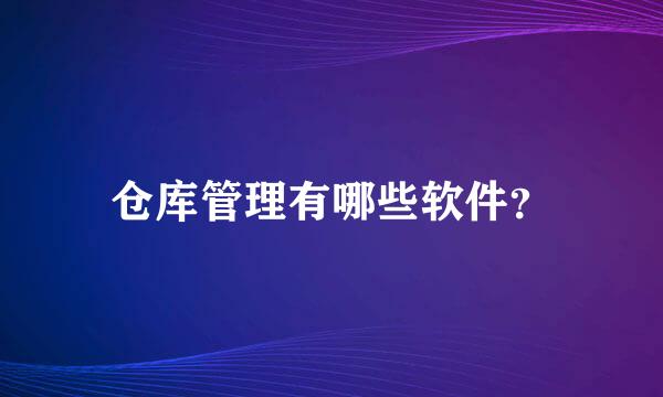 仓库管理有哪些软件？