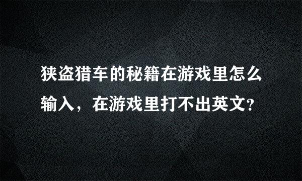 狭盗猎车的秘籍在游戏里怎么输入，在游戏里打不出英文？