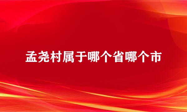 孟尧村属于哪个省哪个市