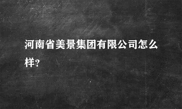 河南省美景集团有限公司怎么样？