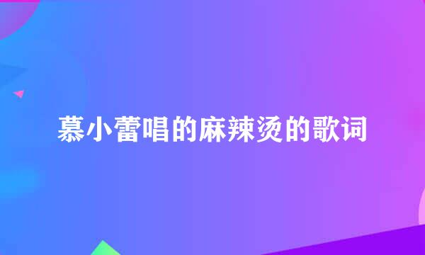 慕小蕾唱的麻辣烫的歌词