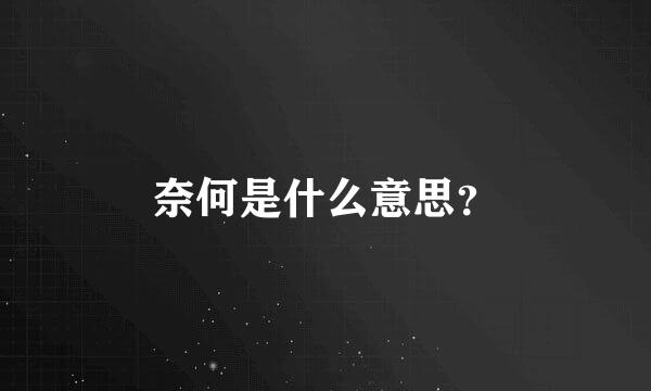 奈何是什么意思？