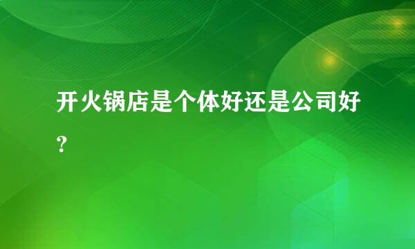 开火锅店是个体好还是公司好？