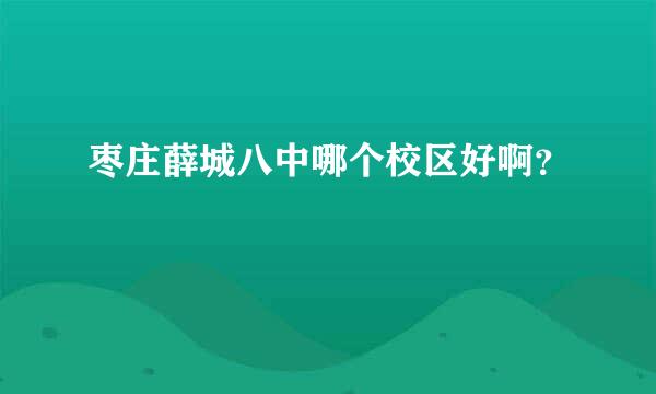 枣庄薛城八中哪个校区好啊？