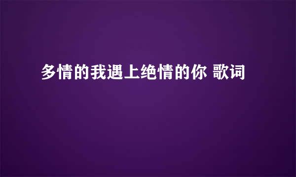 多情的我遇上绝情的你 歌词