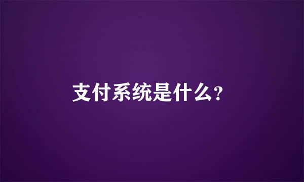 支付系统是什么？