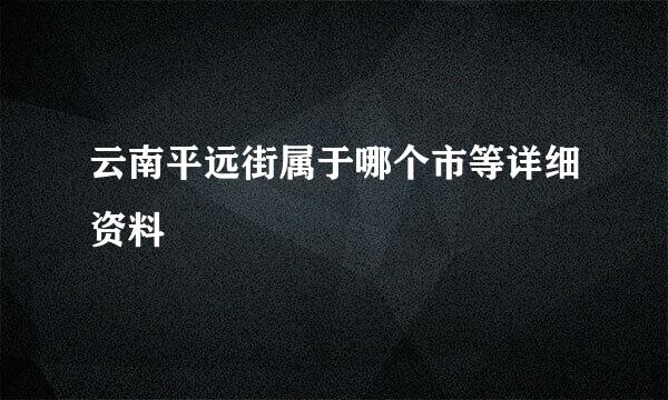 云南平远街属于哪个市等详细资料