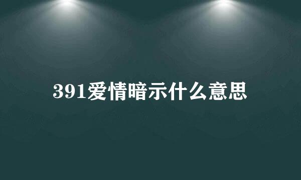 391爱情暗示什么意思