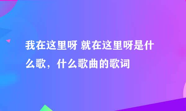 我在这里呀 就在这里呀是什么歌，什么歌曲的歌词