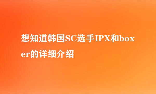 想知道韩国SC选手IPX和boxer的详细介绍