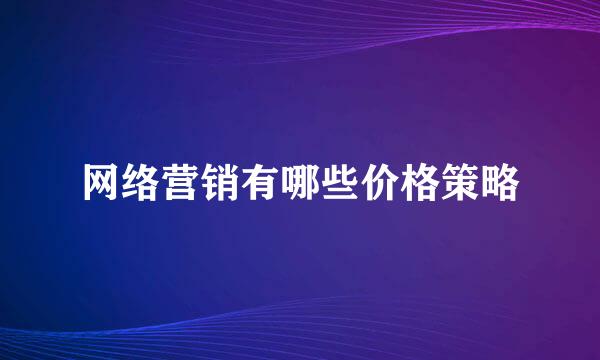 网络营销有哪些价格策略