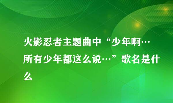 火影忍者主题曲中“少年啊…所有少年都这么说…”歌名是什么