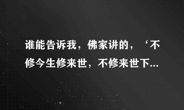 谁能告诉我，佛家讲的，‘不修今生修来世，不修来世下面是什么’