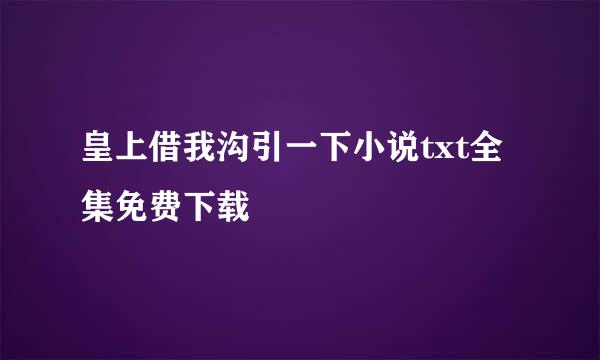 皇上借我沟引一下小说txt全集免费下载