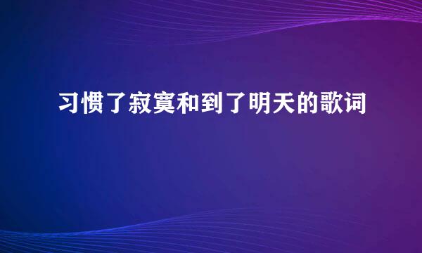 习惯了寂寞和到了明天的歌词