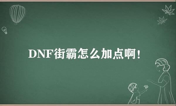 DNF街霸怎么加点啊！