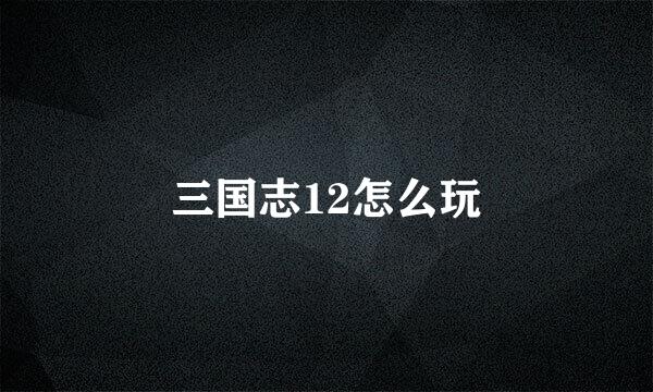 三国志12怎么玩