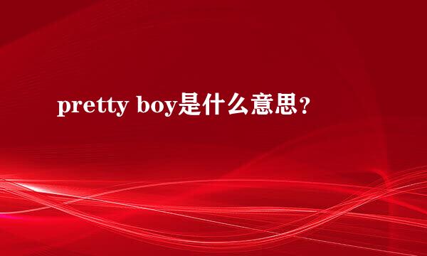 pretty boy是什么意思？