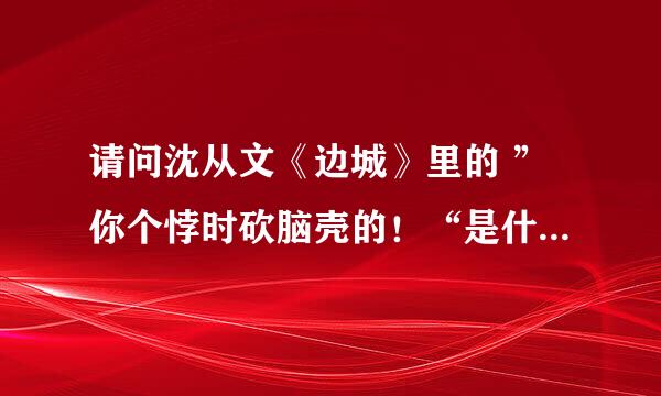 请问沈从文《边城》里的 ”你个悖时砍脑壳的！“是什么意思？