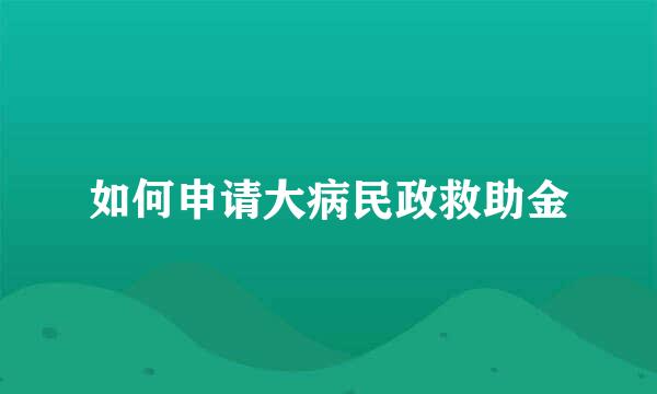 如何申请大病民政救助金