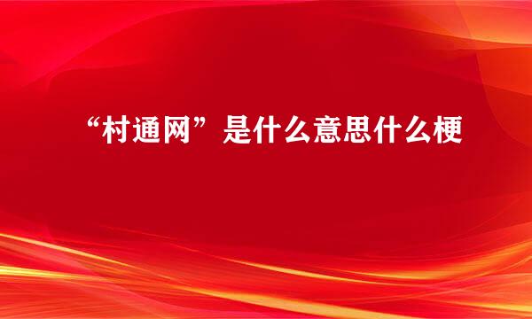 “村通网”是什么意思什么梗