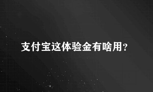 支付宝这体验金有啥用？