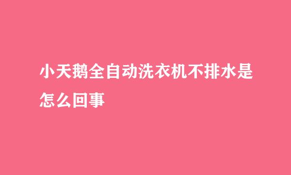 小天鹅全自动洗衣机不排水是怎么回事