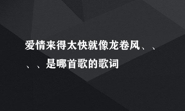 爱情来得太快就像龙卷风、、、、是哪首歌的歌词