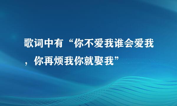 歌词中有“你不爱我谁会爱我，你再烦我你就娶我”