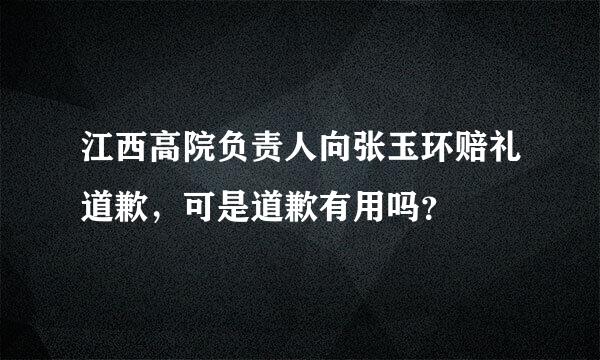 江西高院负责人向张玉环赔礼道歉，可是道歉有用吗？