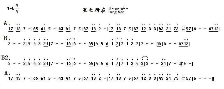 星之所在半音口琴简谱