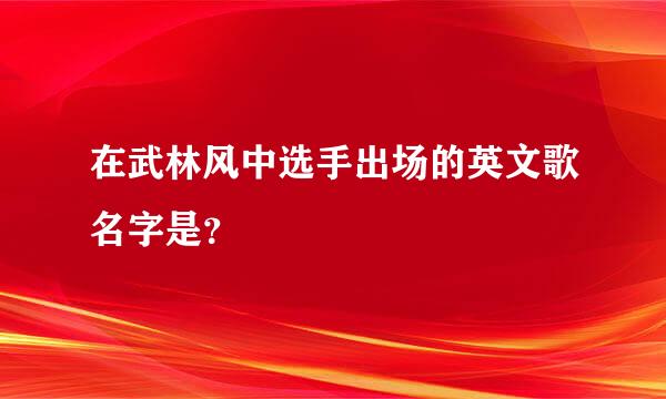 在武林风中选手出场的英文歌名字是？