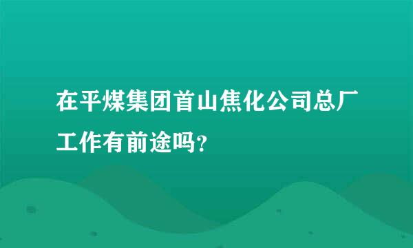 在平煤集团首山焦化公司总厂工作有前途吗？