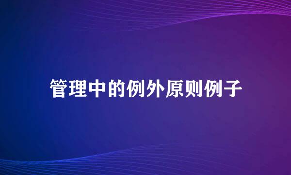 管理中的例外原则例子