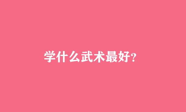 学什么武术最好？